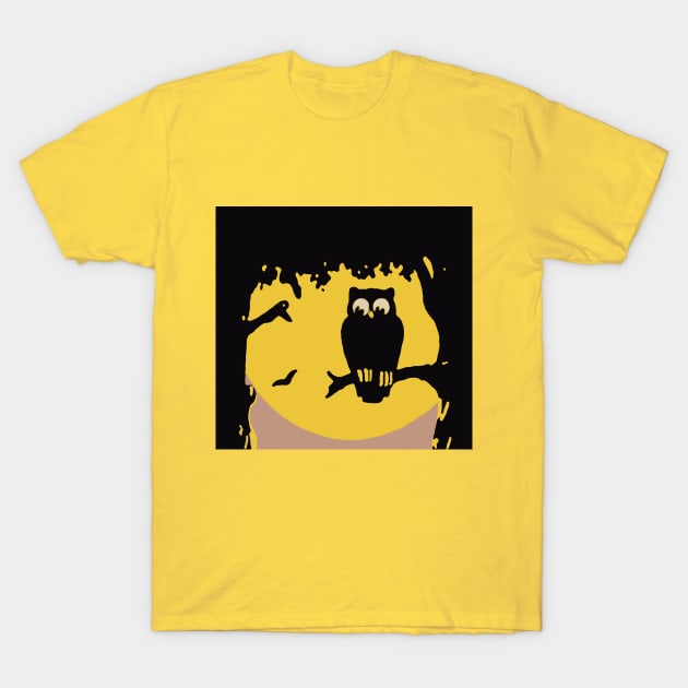 Halloween Owl with a Full Moon T-Shirt by MasterpieceCafe
